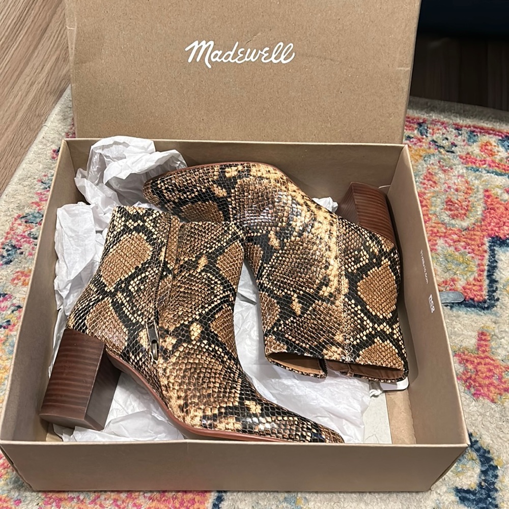 Madewell Snakeskin Heeled Ankle Booties